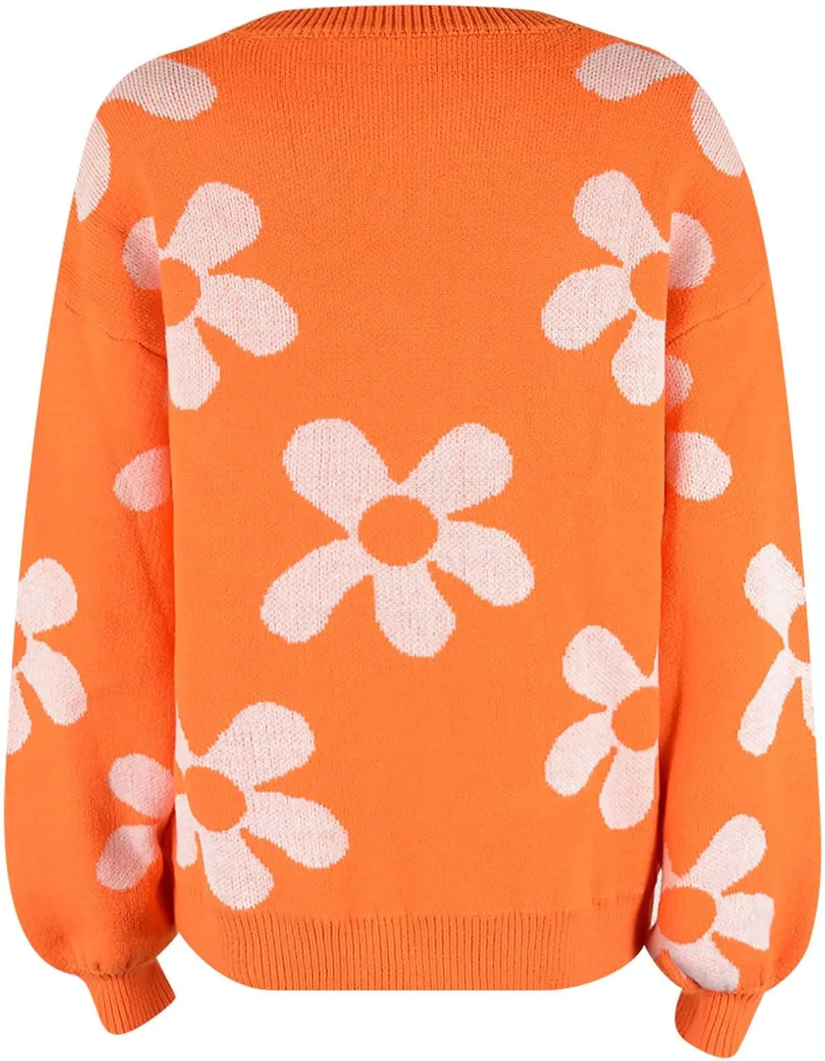Women's Casual Flower Knitted Sweaters Crewneck Long Sleeve Chunky Cable Knit Pullover 2023 Fashion Clothes