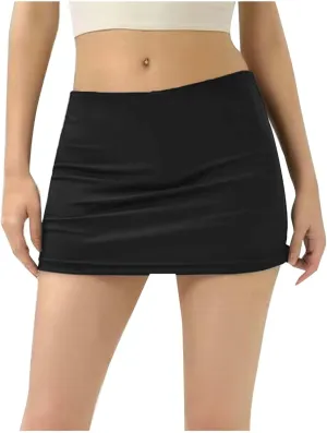 Women's Casual Low Waist Skirt Slim Fit Stretch Bodycon Skirts Summer Athletic Lightweight Workout Running Mini Skirts