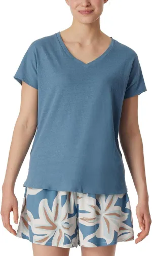 Women's Cotton and Linen Short Sleeve Nightwear T-Shirt Mix   Relax Pyjama Top
