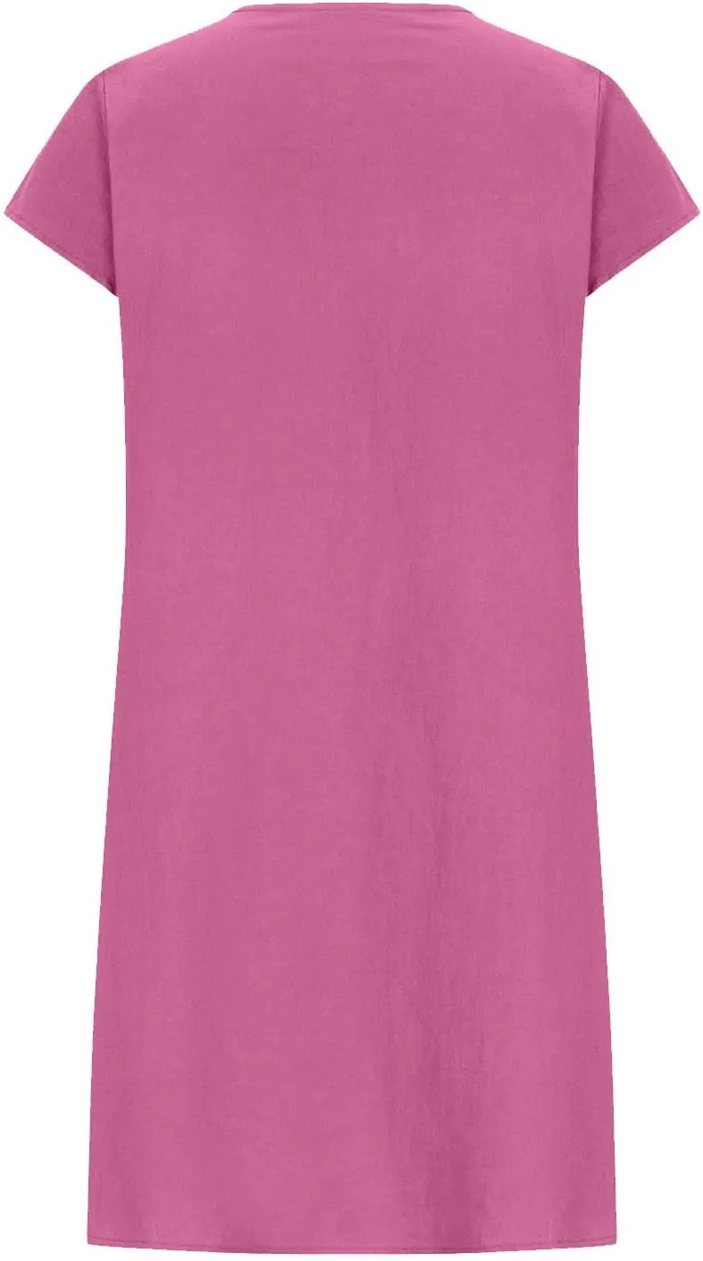 Women's Cotton Linen Summer Dresses 2024 Sleeveless Pleated Dress Casual Knee Length Dress Comfy Summer Lounge Outfits
