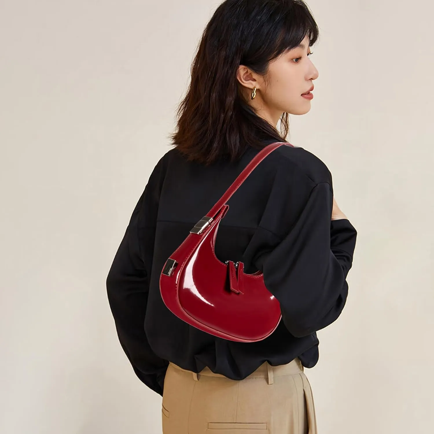 Women's Crescent Shoulder Bags Fashion Y2k 90s Hobo Crescent Handbags,Underarm Shoulder Purse Bag，Upsized Version