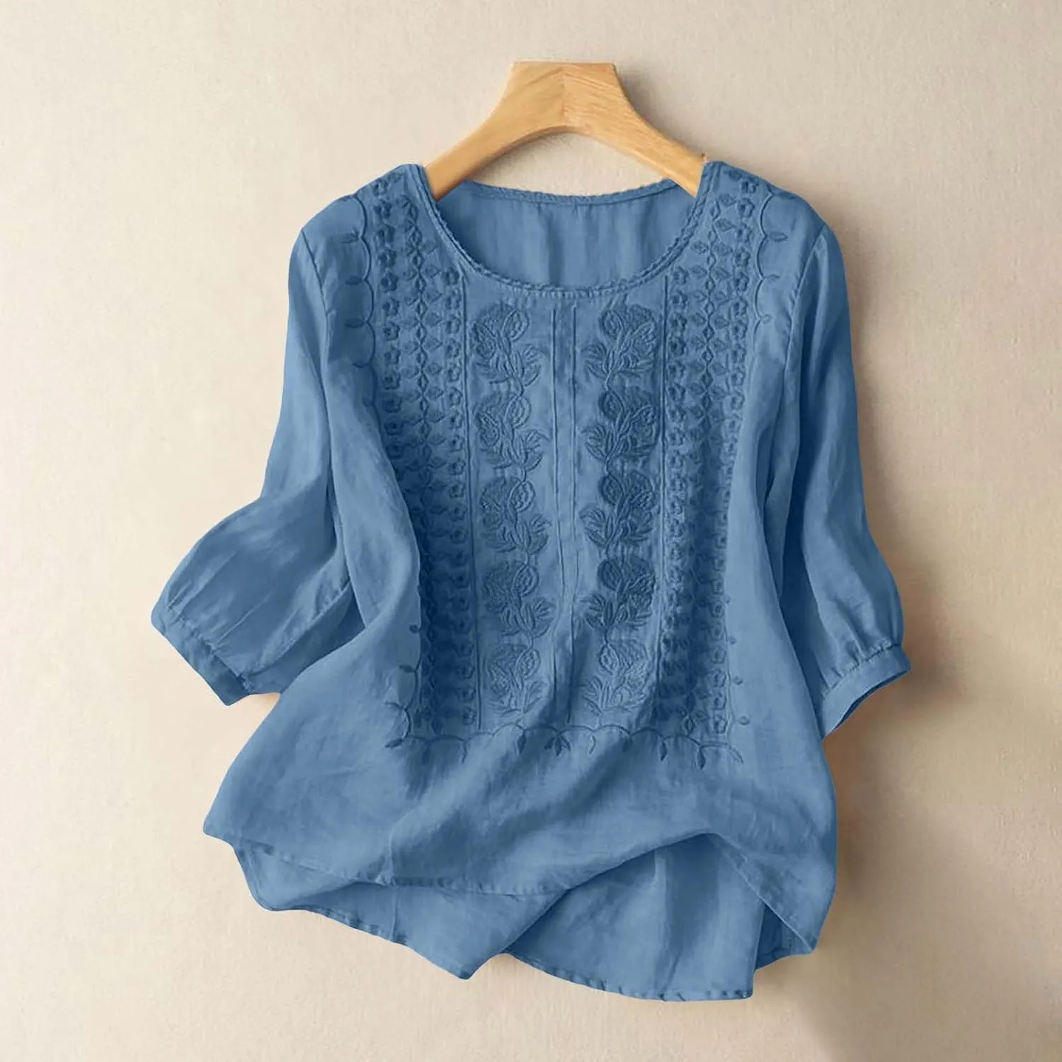 Women's Linen Blouse Tops Summer Shirts Loose Casual Work Tops Blouses Cotton Blouse Linen Shirt Roll Up Sleeve