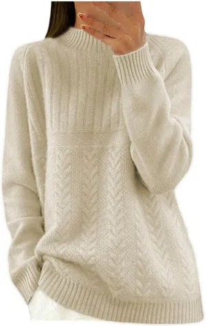 Women's Long Sleeve Soft Sweaters Crew Neck Elegant Pullovers Comfortable Loose Casual Sweater