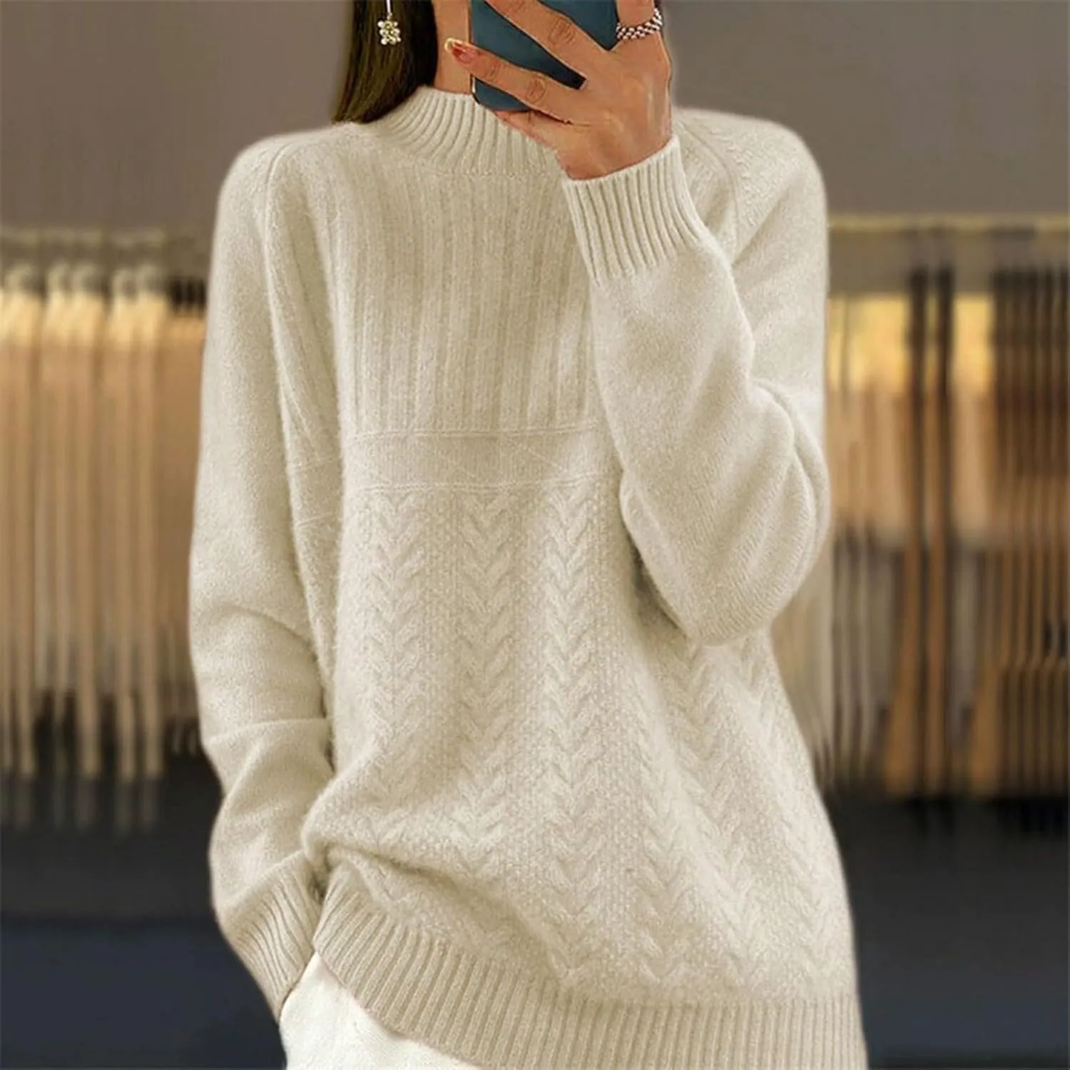 Women's Long Sleeve Soft Sweaters Crew Neck Elegant Pullovers Comfortable Loose Casual Sweater