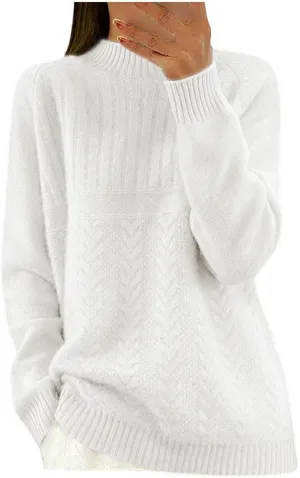 Women's Long Sleeve Soft Sweaters Crew Neck Elegant Pullovers Comfortable Loose Casual Sweater