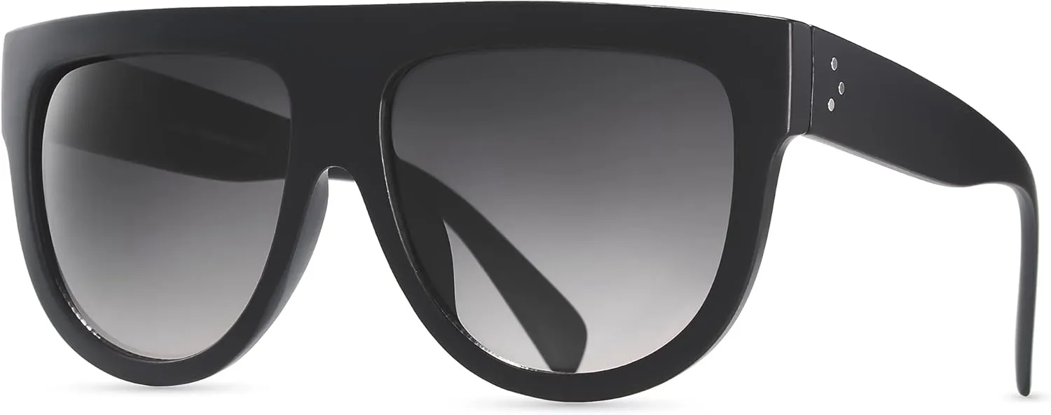 Women's Oversized Flat Top Fashion Sunglasses Trendy Big Square Designer Retro Sun Glasses Shades