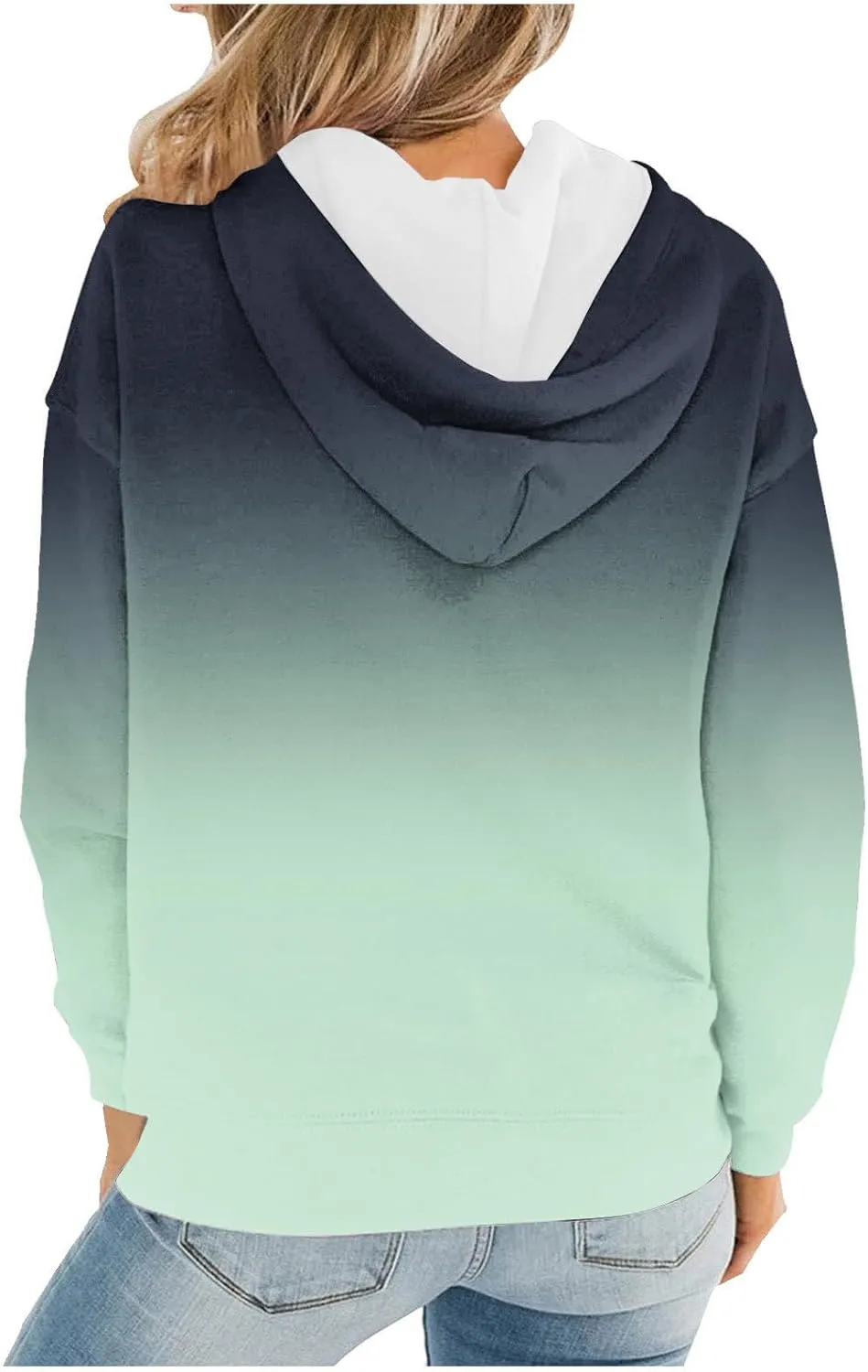 Womens Plus Size Hoodie Sweatshirt 2024 Fall Fashion Gradient Color Hooded Sweatshirt Loose Long Sleeve Pullover Tops