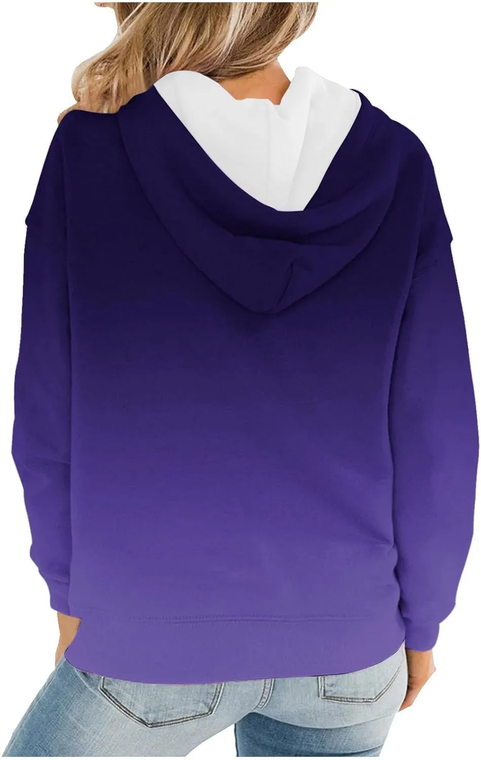 Womens Plus Size Hoodie Sweatshirt 2024 Fall Fashion Gradient Color Hooded Sweatshirt Loose Long Sleeve Pullover Tops