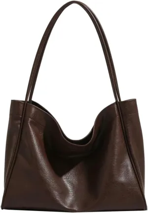 Womens Retro Tote Bag Soft Vegan Leather Shoulder Bag Large Purse Y2k Handbag Casual Work Top Handle Satchel