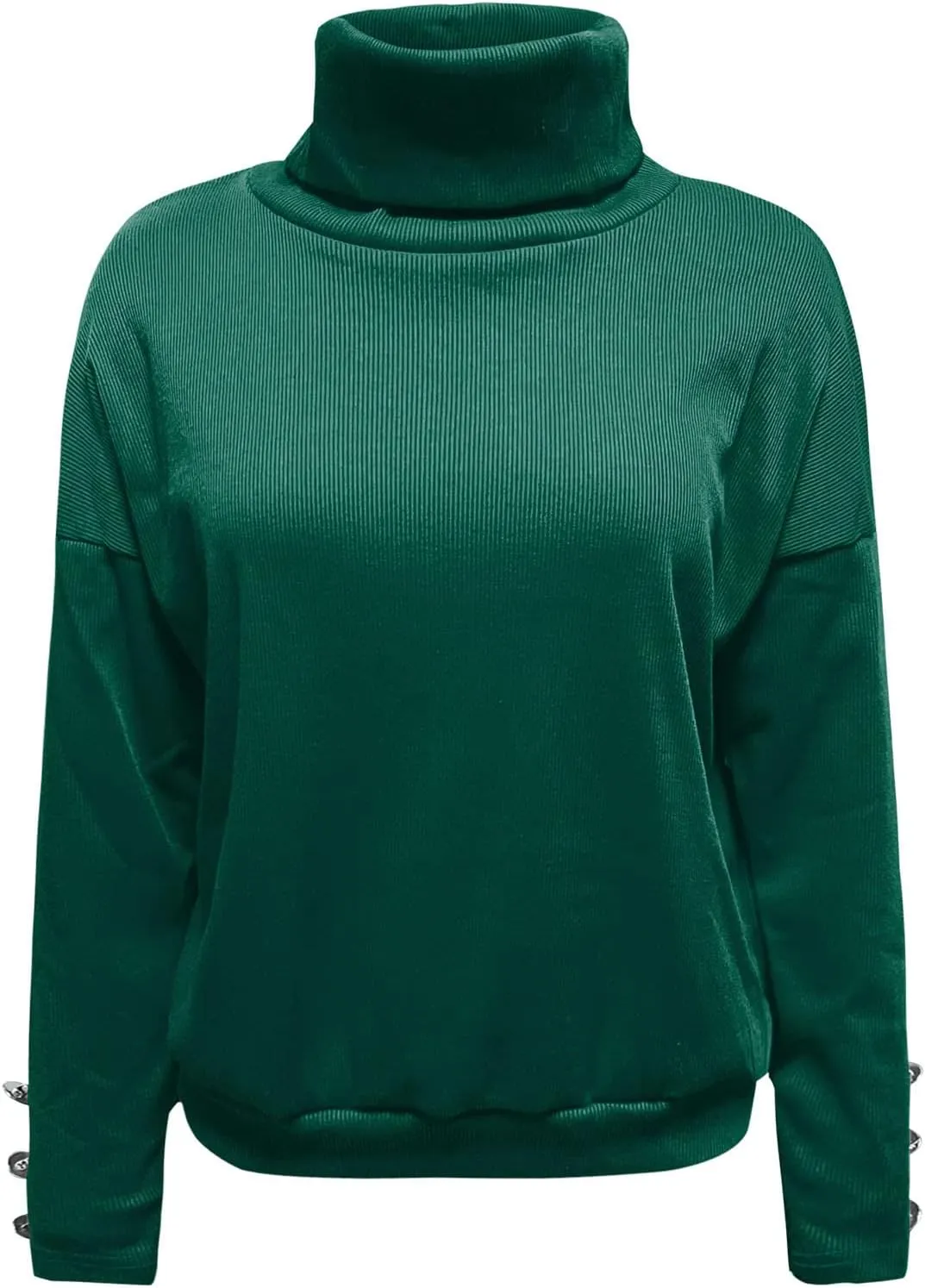 Women's Ribbed Knit Sweater Long Sleeve Turtleneck Trendy Sweaters Comfortable Loose Fit Sweaters