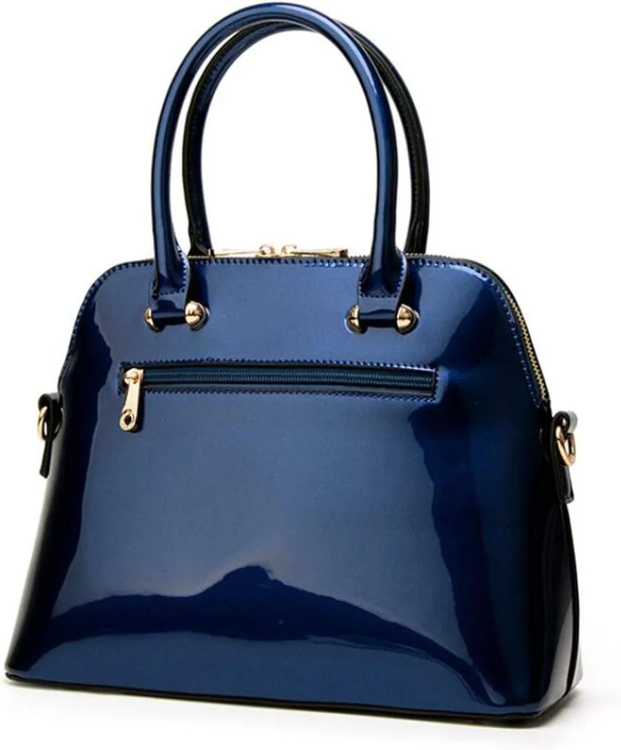 Women's Satchel Purse Large Tote Lady Shoulder Bag Patent Leather Handbag Top Handle Shell Bag