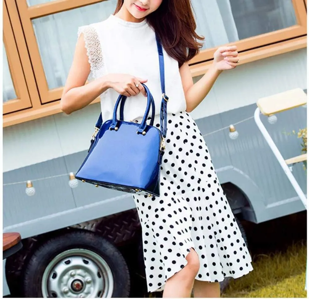 Women's Satchel Purse Large Tote Lady Shoulder Bag Patent Leather Handbag Top Handle Shell Bag