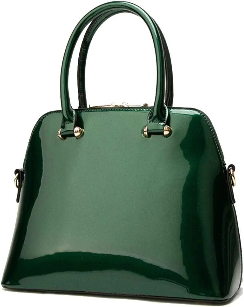 Women's Satchel Purse Large Tote Lady Shoulder Bag Patent Leather Handbag Top Handle Shell Bag