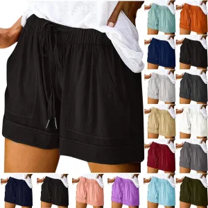 Womens Shorts Casual with Pockets Drawstring Elastic Waist Cotton Plus Size Beach Vacation Trendy 2025 Summer Clothes
