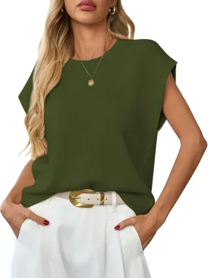 Womens Sleeveless Sweater Vest Crewneck Cap Sleeve Knit Tops Trendy 2025 Summer Business Casual Shirts Tank Top