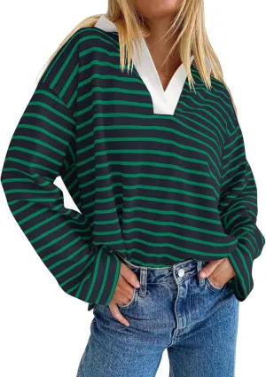 Women's Striped Oversized Hoodies,2024 Casual Cowl Neck Long Sleeve Fleece Sweatshirts,Pullover Tunic Cute Winter