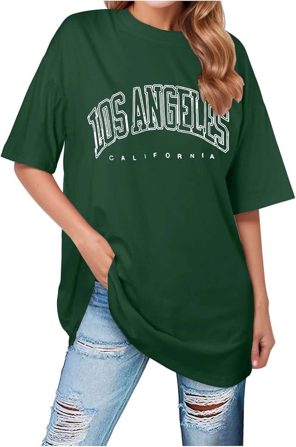Women's Summer Los Angeles California T Shirts for Women Trendy Going Out Loose Fit Running Tops Casual Half Sleeve