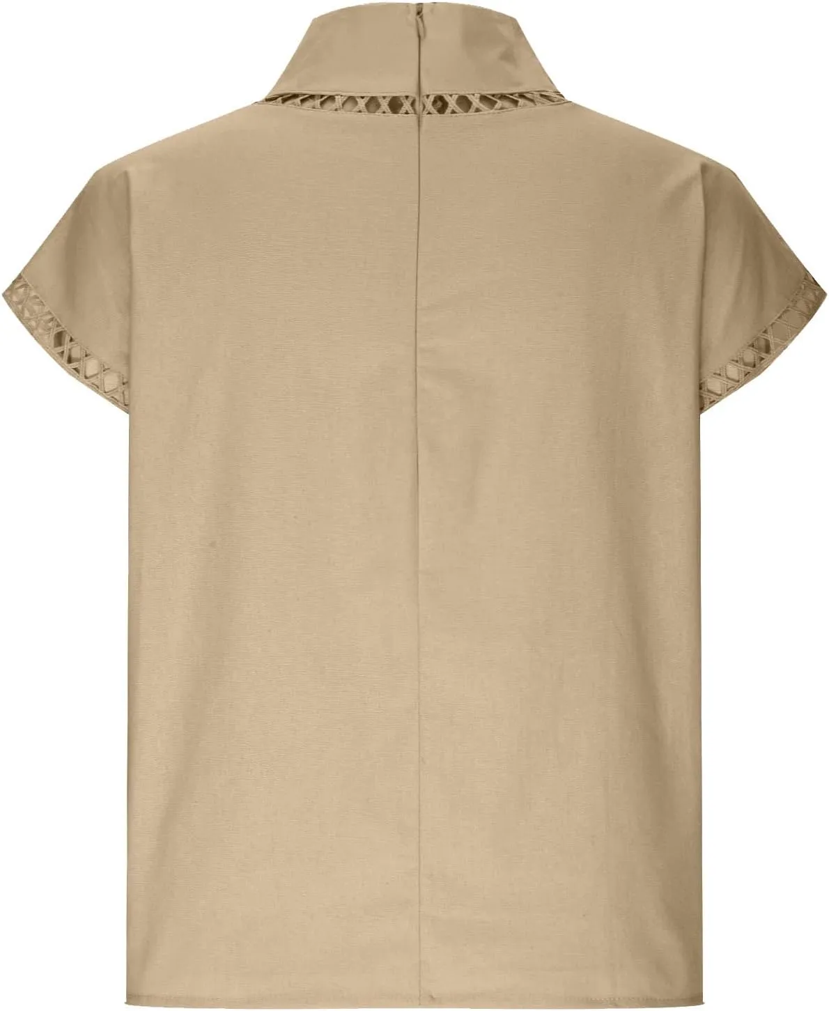 Womens Tshirts Cotton Linen High Neck Cap Sleeve Shirt Summer Fashion Casual Cotton Linen Blouses Trendy Tops