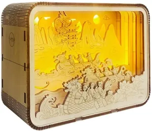 Wooden Carved Night Light 3D Three-Dimensional Puzzle Small Night Wooden Carved Lantern Handmade DIY Gift Creative Decoration