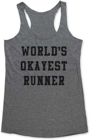 World's Okayest Runner - Funny Workout Soft Tri-Blend Racerback Tank