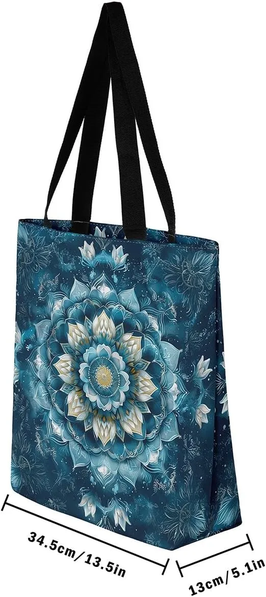 Yellow and White Nautical Canvas Tote Bag,Farmhouse Anchor Tote Bag,Stars Stripes Geometric Shopping Grocery Bags