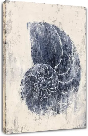 Yihui Arts Coastal Wall Art For Living Room Hand Painted Blue And White Conch Oil Painting Pictures Home Decoration