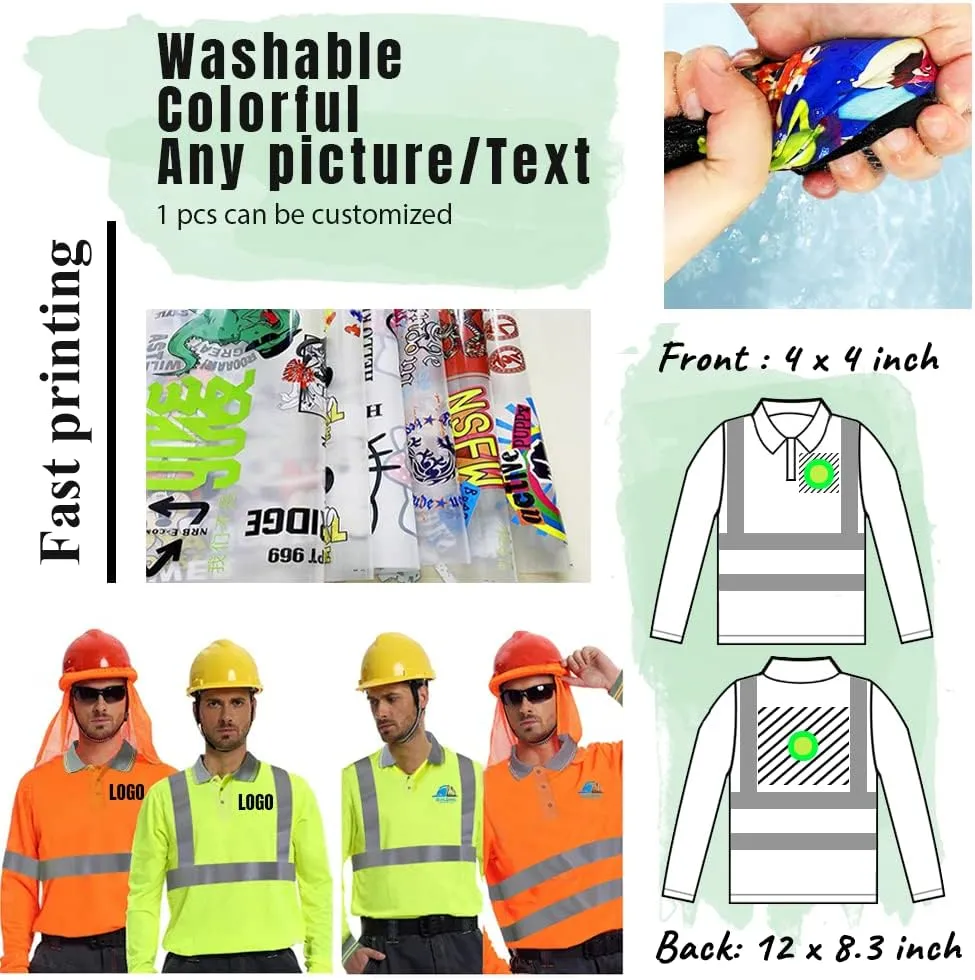 YOWESHOP Hi-Vis Safety T-Shirt Add Your Design Long Sleeve Protective Polo Shirts with Reflective Strips (2XL, Neon Yellow - Style 8)