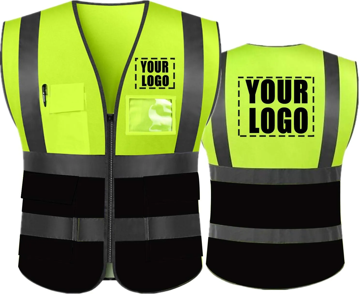 yunzhenbusiness High Visibility Reflective Safety Vest Custom Your Text on Workwear Vest
