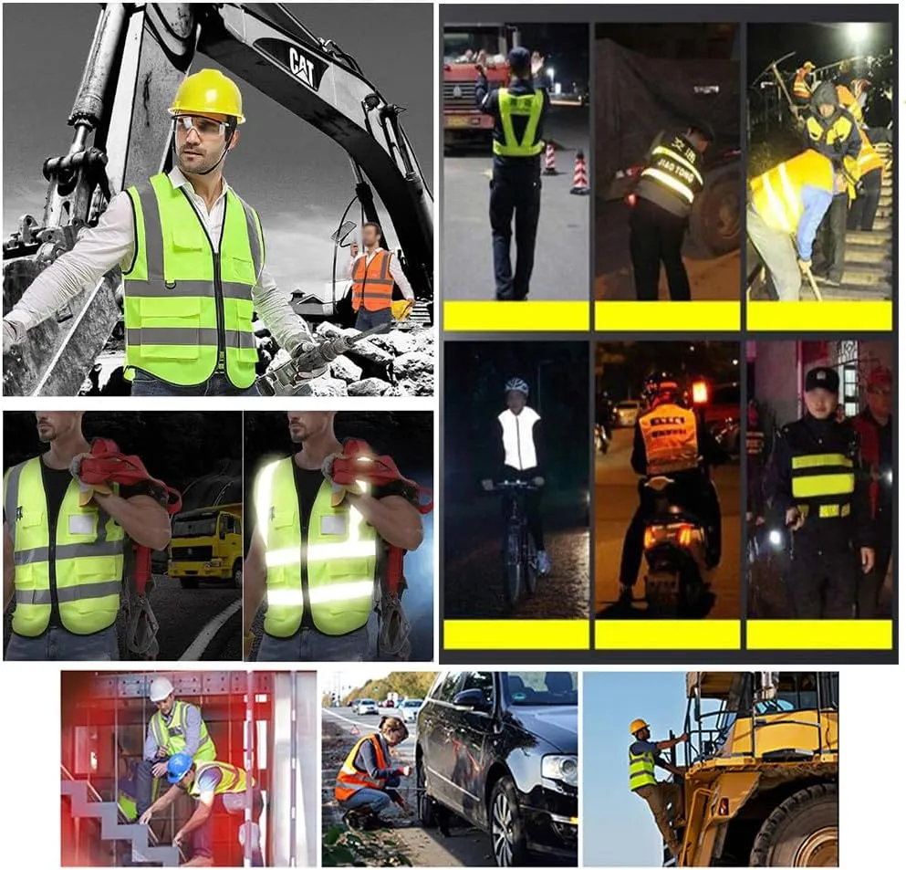 yunzhenbusiness High Visibility Reflective Safety Vest Custom Your Text on Workwear Vest