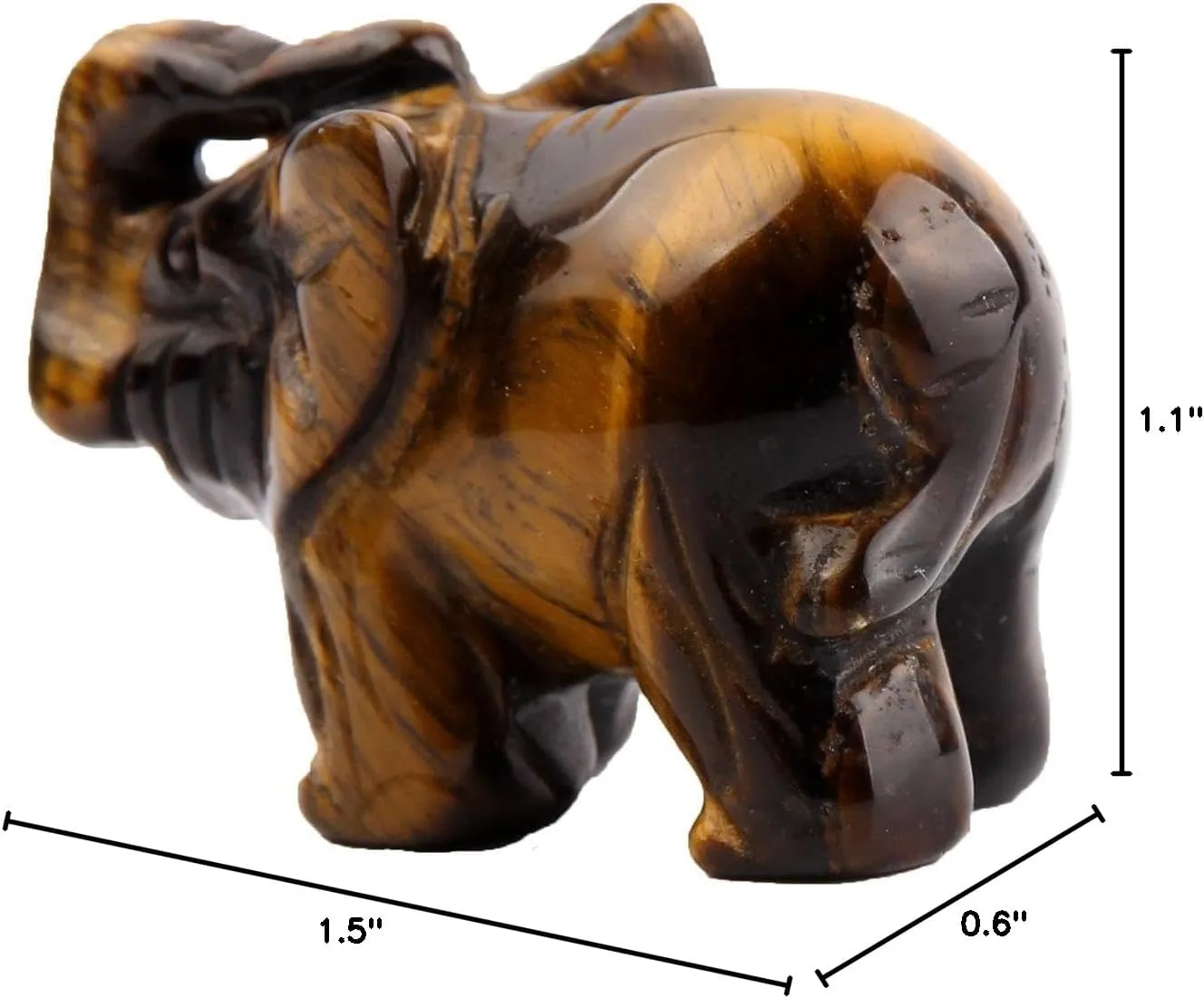 YWG Yellow Tiger Eye Elephant 1.5 Inches Statue Crafts Natural Stone Carved Figurine Chakra Carving Stones Healing Reiki