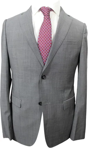 Z Zegna Grey Wool Pincheck Lined Dual Vents Flat Front 2Btn Suit 42R