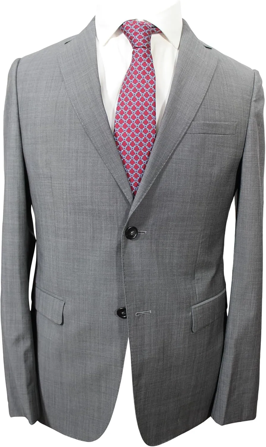 Z Zegna Grey Wool Pincheck Lined Dual Vents Flat Front 2Btn Suit 42R