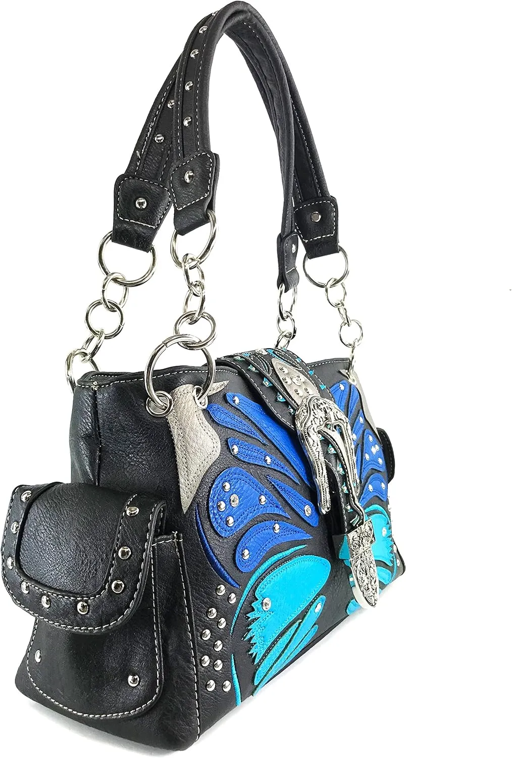 Zelris Buckle Abstract Butterfly Artwork Women Conceal Carry Shoulder Handbag