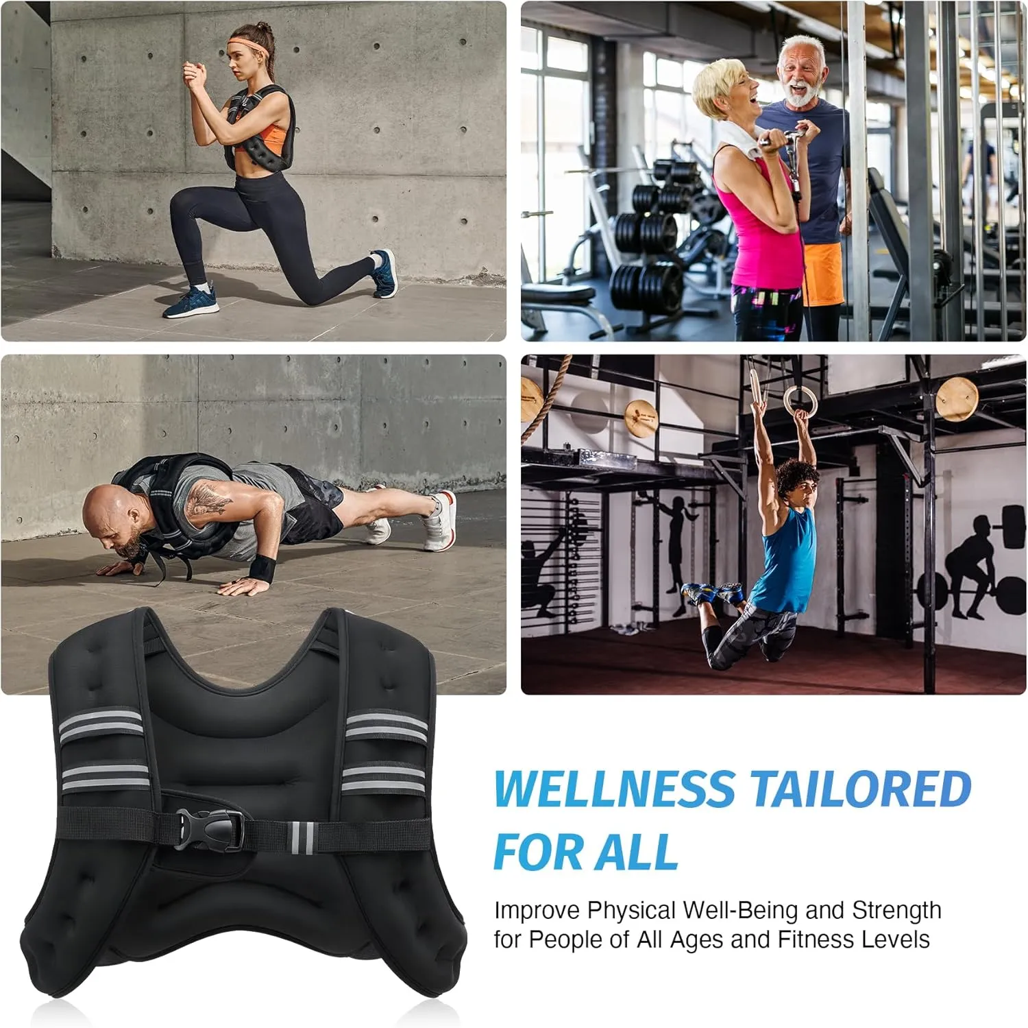 ZELUS Weighted Vest, 6lb/8lb/12lb/16lb/20lb/25lb/30lb Weight Vest with Reflective Stripe for Workout, Strength Training, Running, Fitness, Muscle Building, Weight Loss, Weightlifting