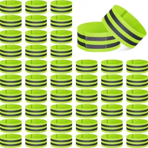 Zubebe 48 Pieces Reflective Bands Reflector Bands for Wrist, Arm, Ankle, Leg, High Visibility Reflective Gear Safety Reflector Tape Straps for Night Walking, Cycling and Running