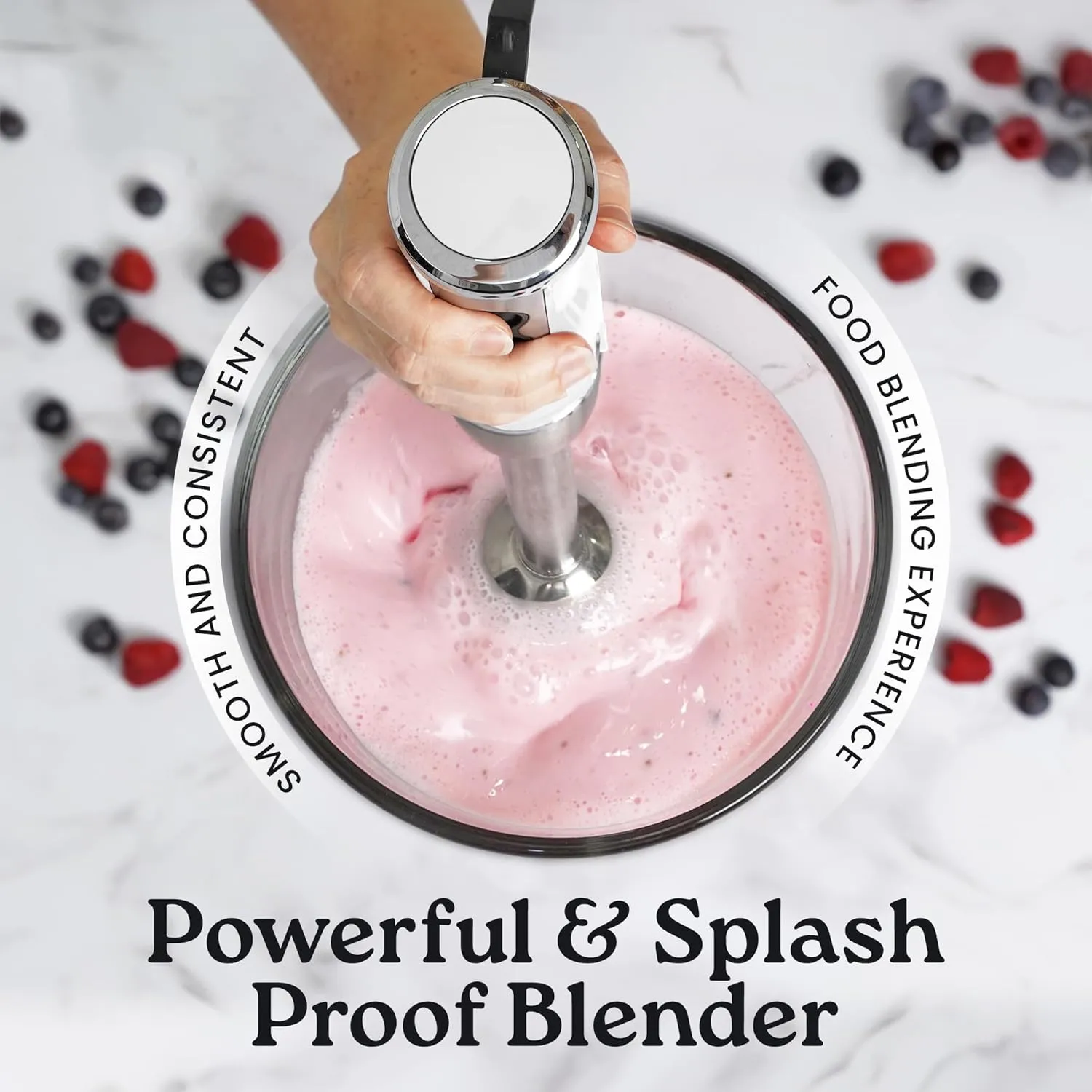 Zulay Immersion Stick Mixer Hand Blender - 800 Watts, Turbo Mode, 5-ft Power Electric Cord, Handheld Portable, Stainless Steel Blades - For Effortless Blending Smoothie, Soup, Baby Food, Puree - White